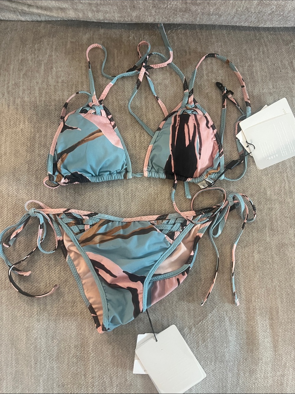 NWT CLUBE BOSSA Blue Dracena Print Lauder Bikini Swimsuit - Picture 2 of 5